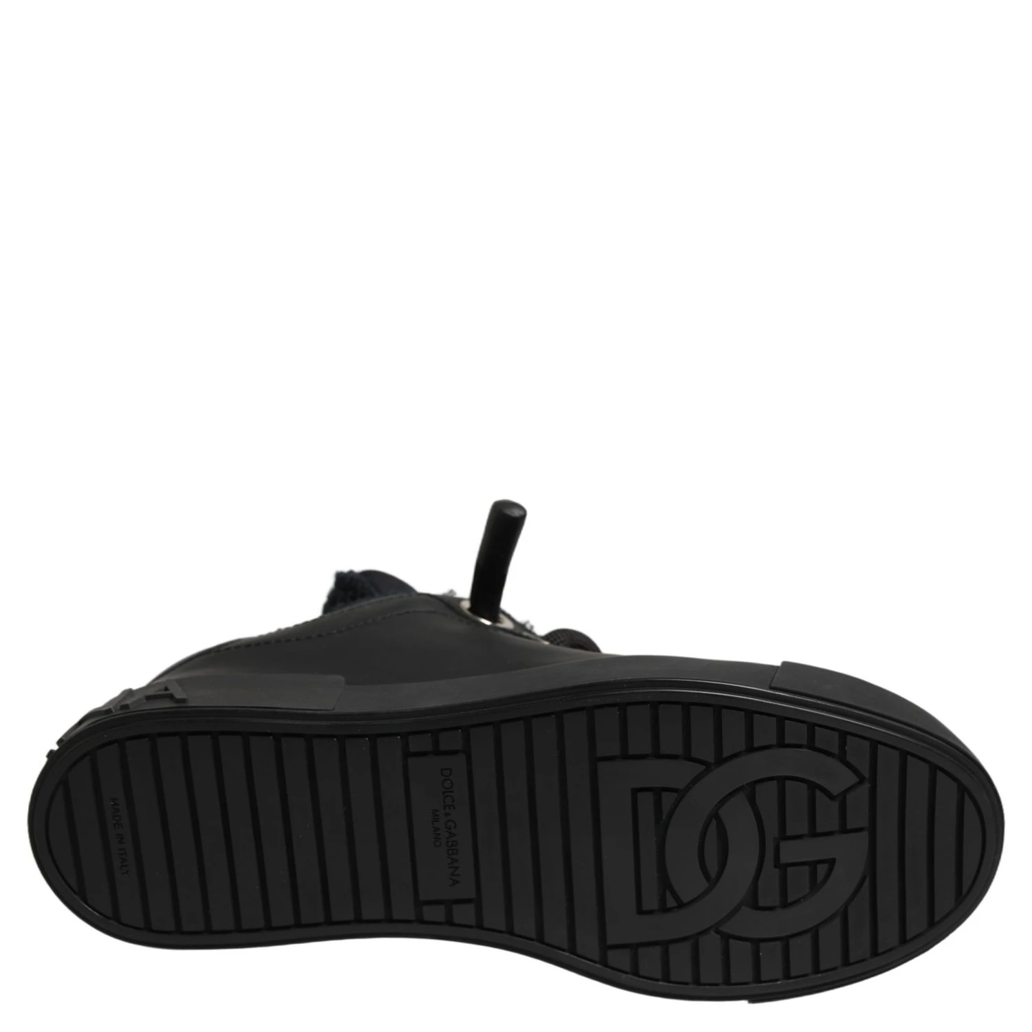 Black Leather Low Top Portofino Sneakers Shoes