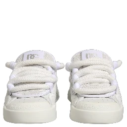 White Calfskin Leather Low Top Sneakers Shoes