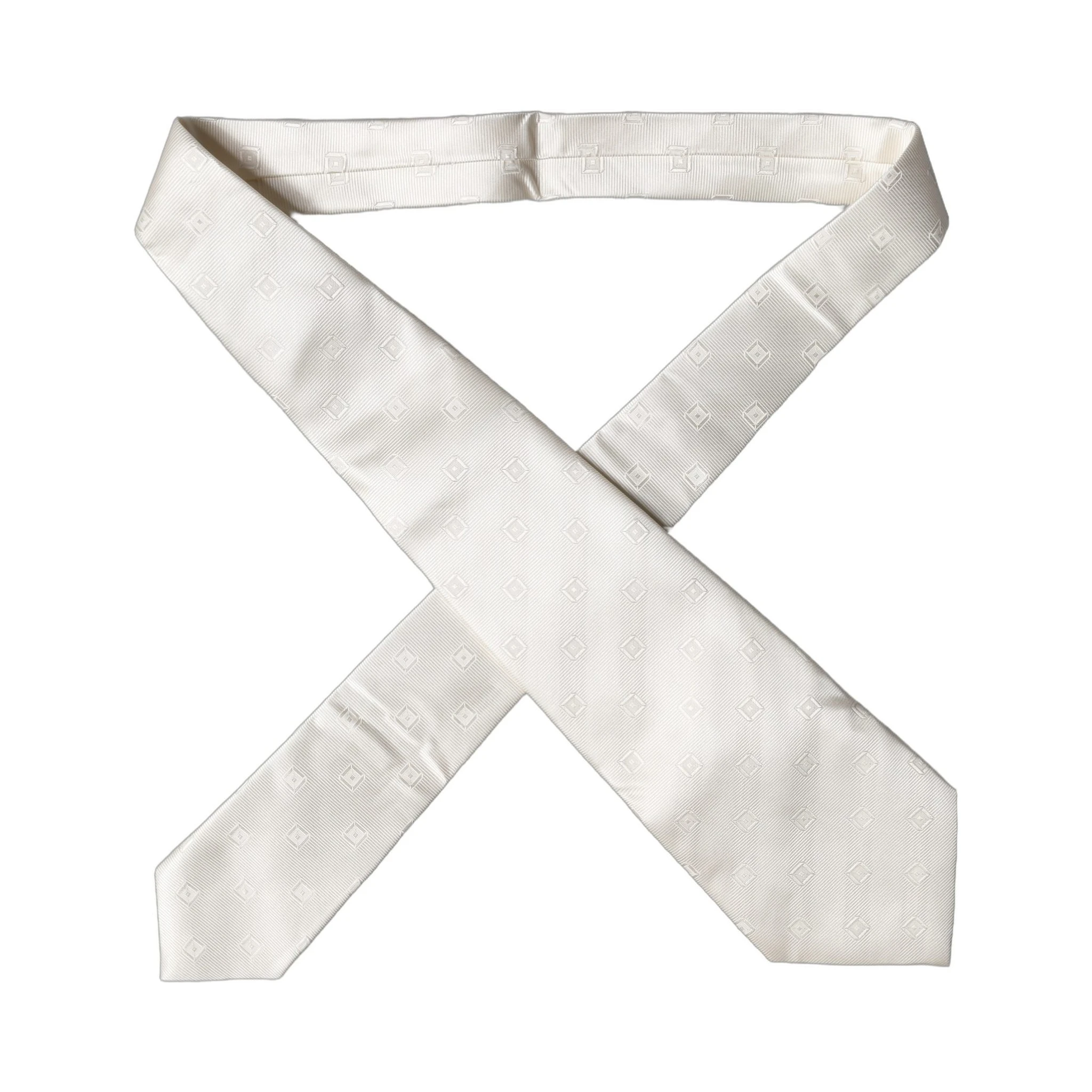 Off White Geometric Silk Adjustable Women Necktie Tie