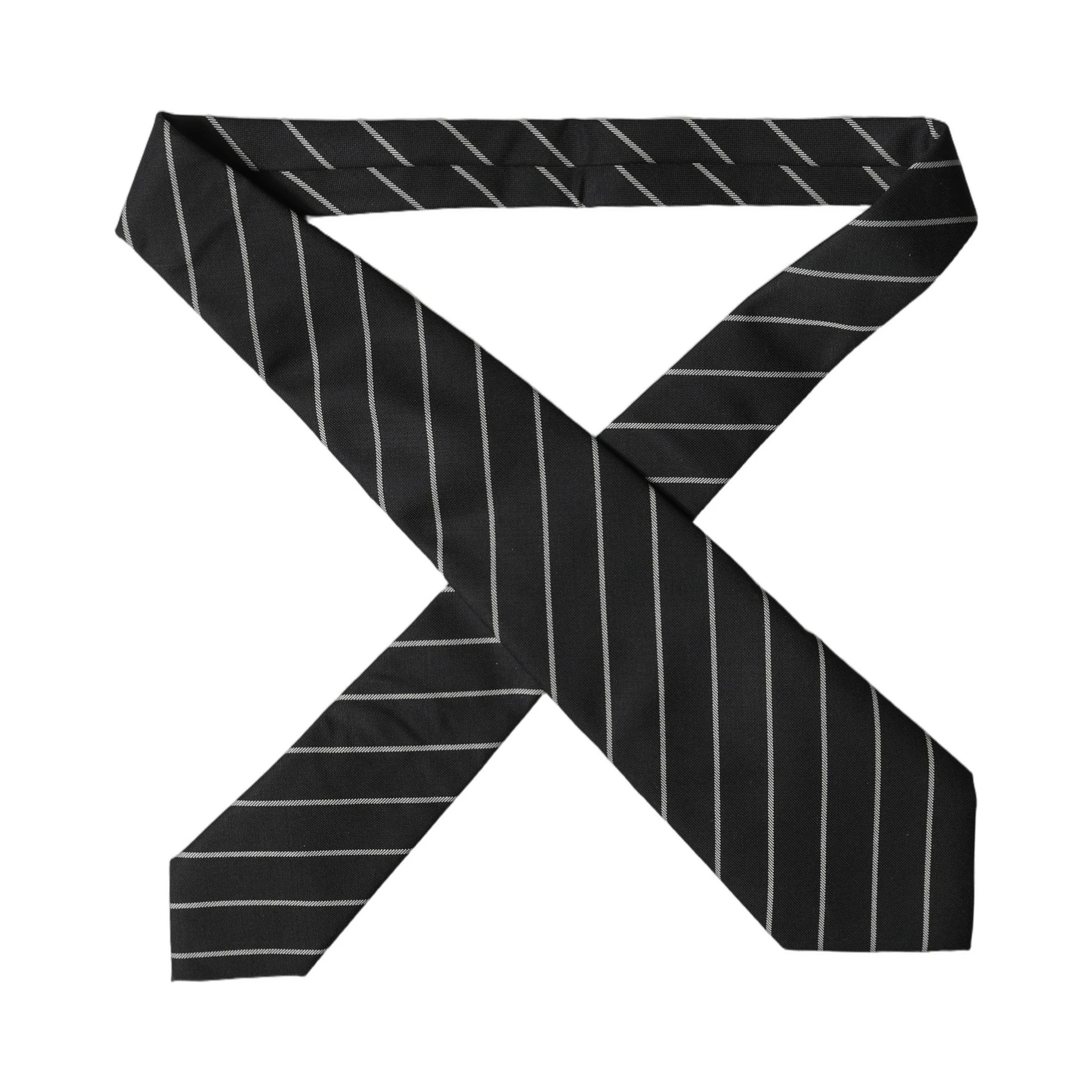 Black White Stripes Wool Adjustable Women Necktie Tie