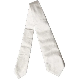 Off White Solid Silk Adjustable Women Tied Necktie Tie