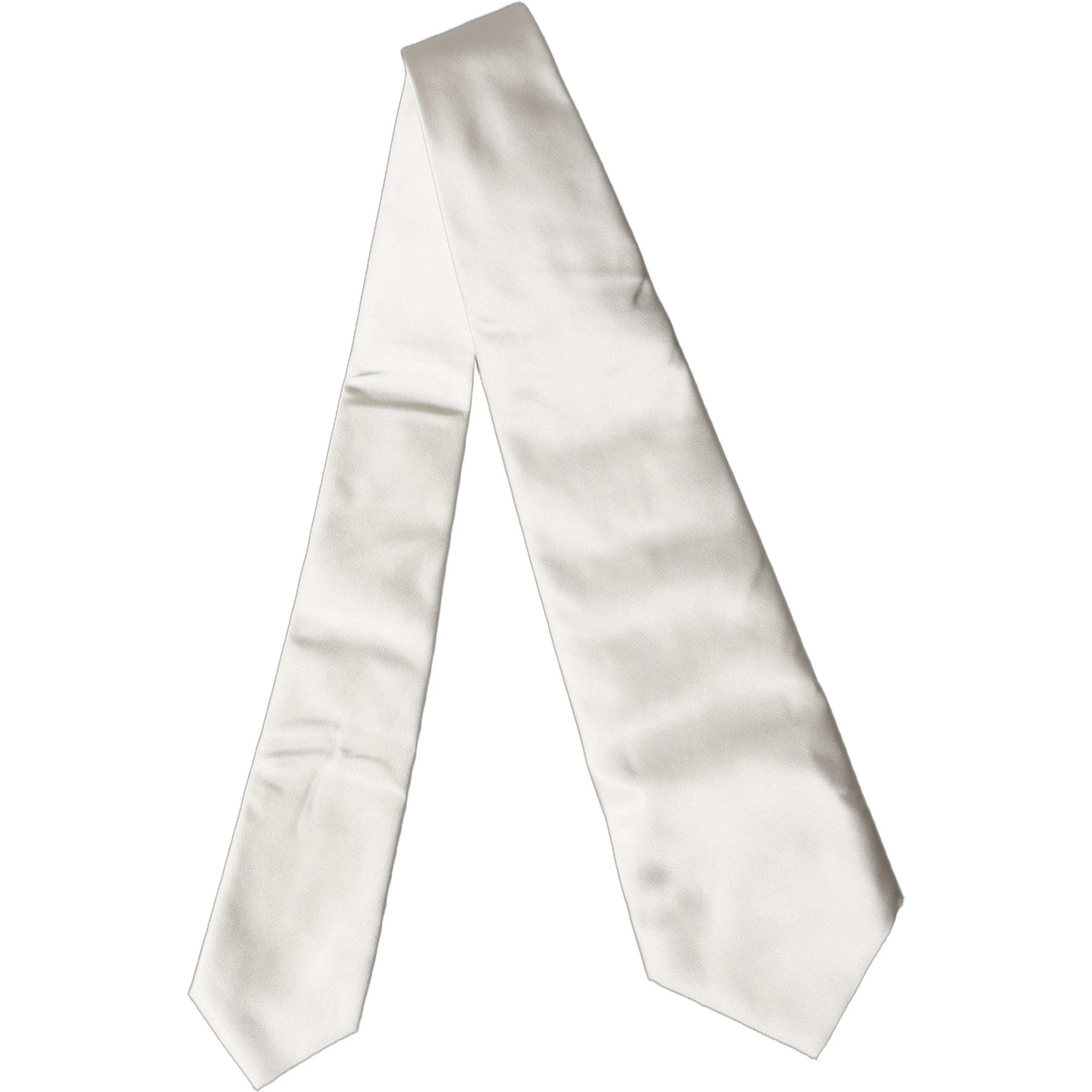 Off White Solid Silk Adjustable Women Tied Necktie Tie