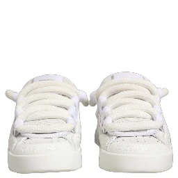 White Calfskin Leather Low Top Sneakers Shoes