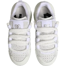 White Calfskin Leather Low Top Sneakers Shoes