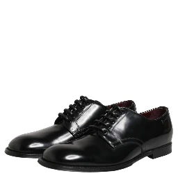 Black Calfskin Leather Derby Men Dress Shoes