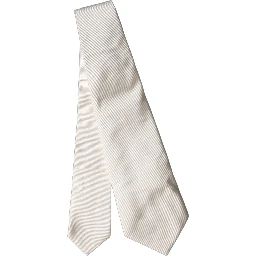 Off White Solid Silk Adjustable Women Tied Necktie Tie
