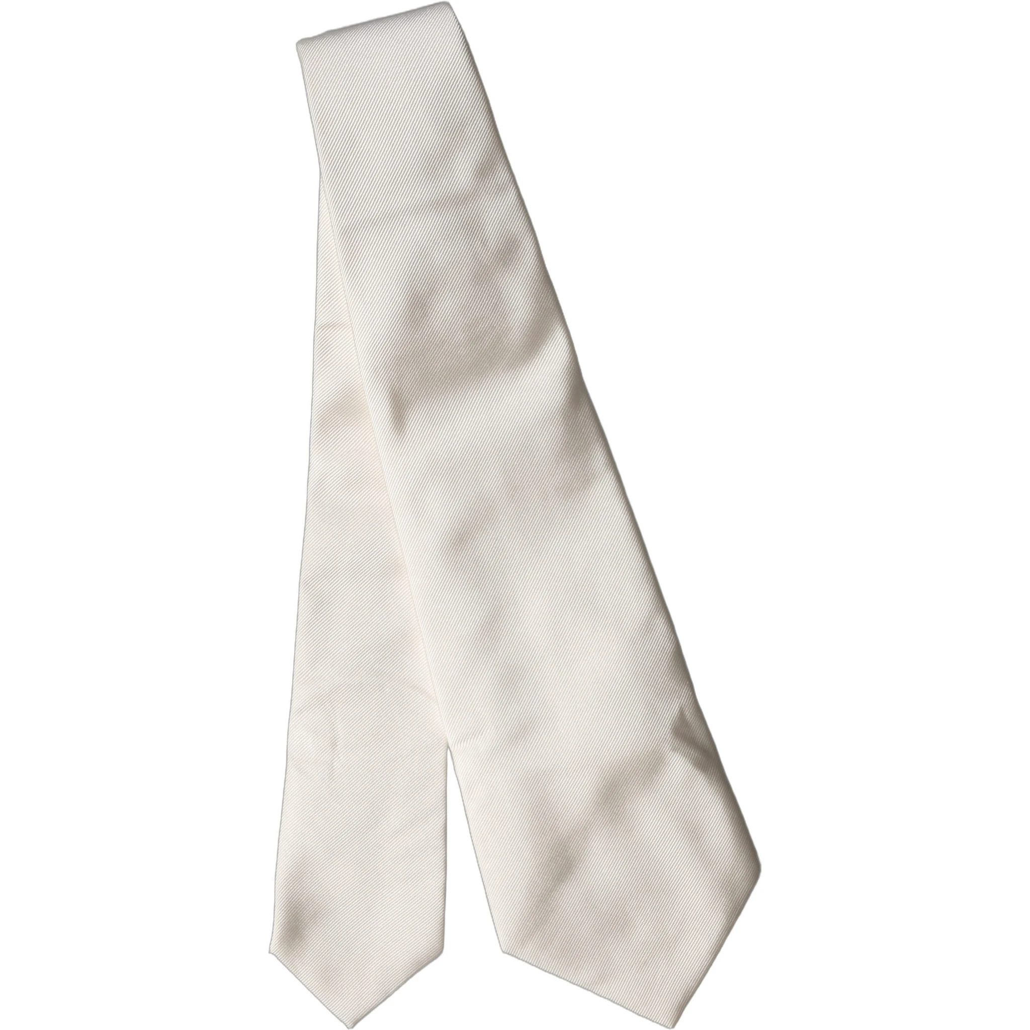 Off White Solid Silk Adjustable Women Tied Necktie Tie