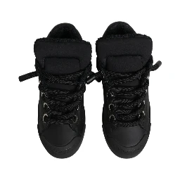 Black Leather Low Top Portofino Sneakers Shoes