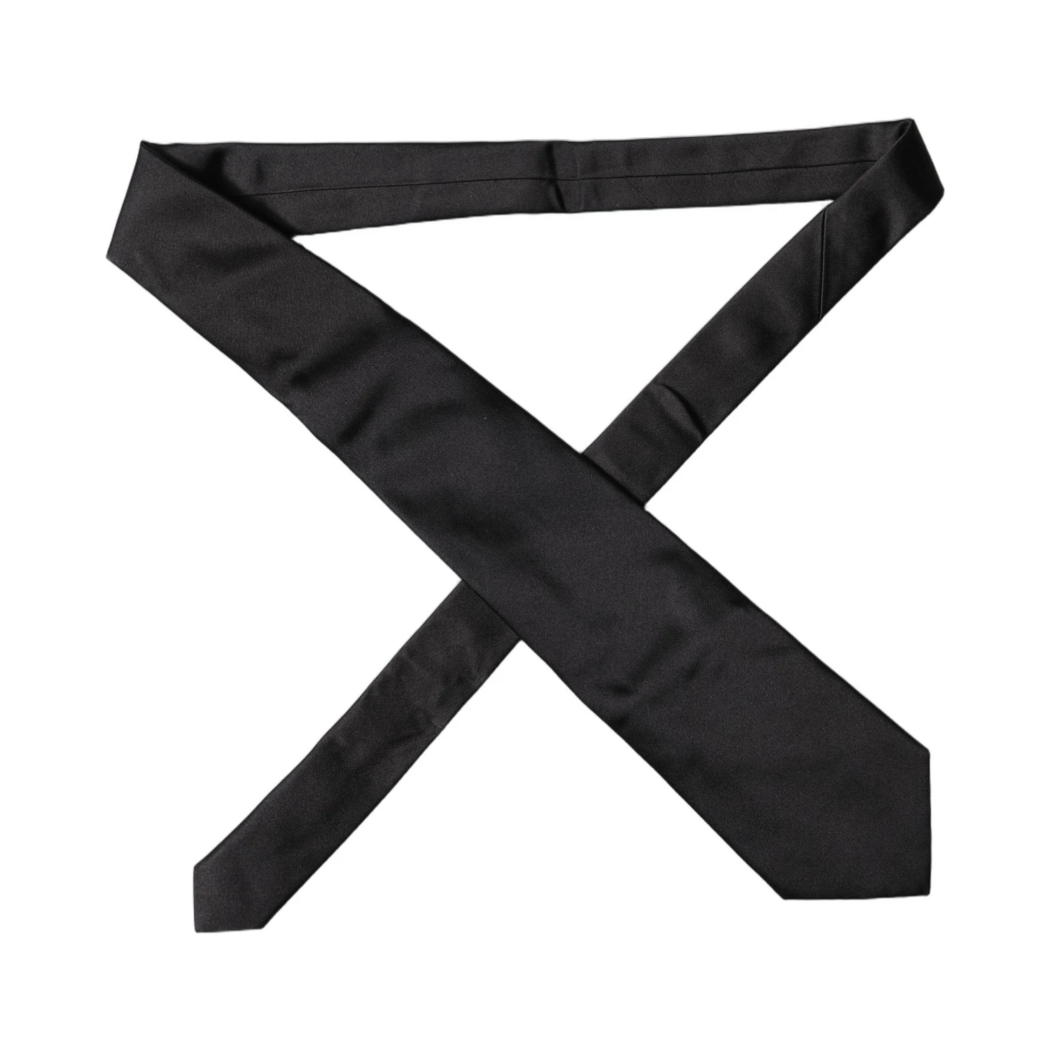 Black Solid Satin Silk Adjustable Women Necktie Tie