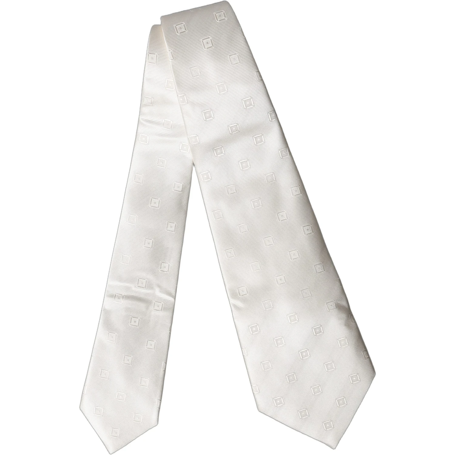 Off White Geometric Silk Adjustable Women Necktie Tie
