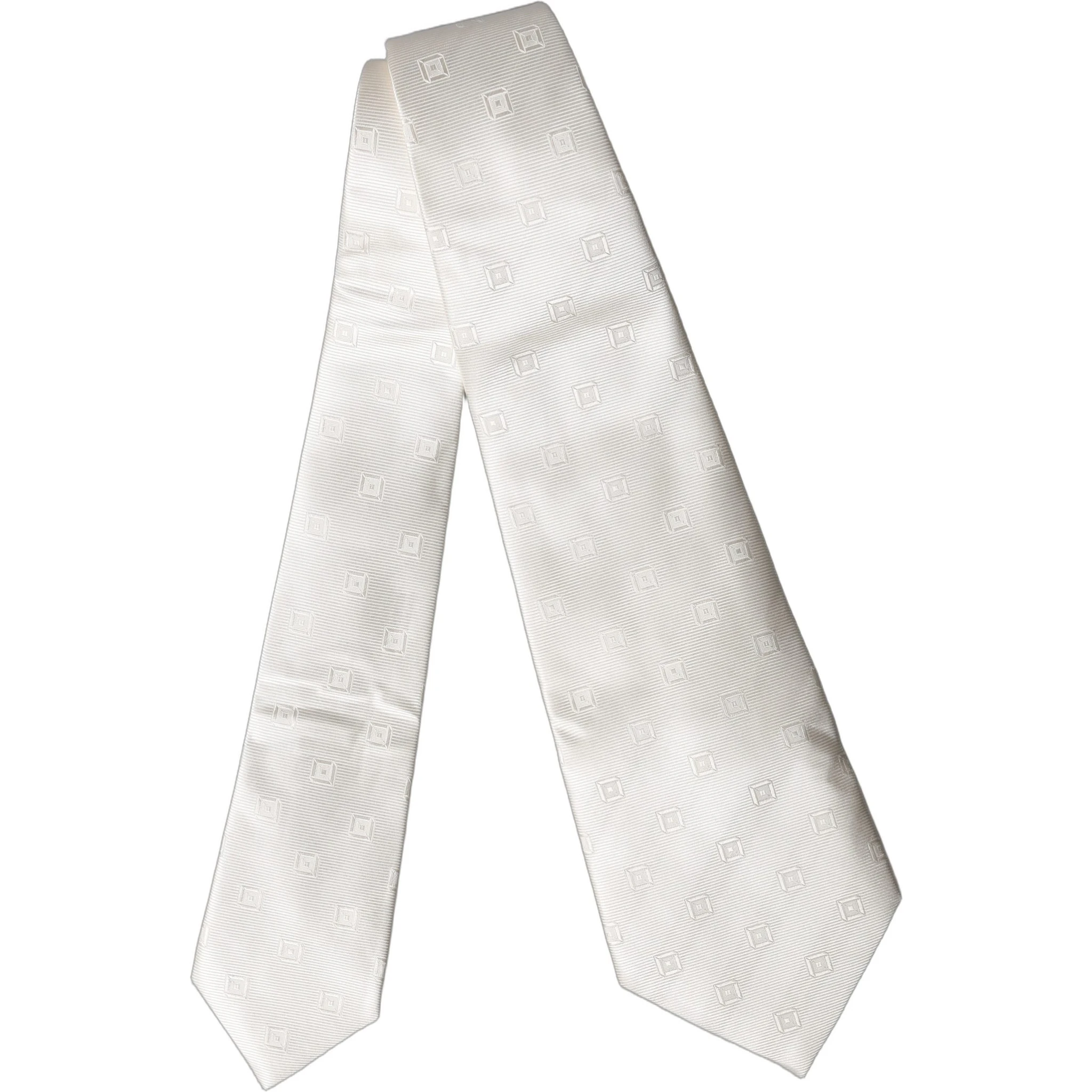 Off White Geometric Silk Adjustable Women Necktie Tie