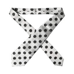 White Black Polka Dot Silk Adjustable Women Necktie Tie
