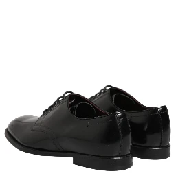 Black Calfskin Leather Derby Men Dress Shoes