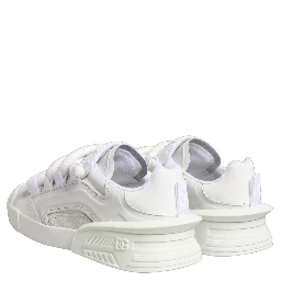 White Calfskin Leather Low Top Sneakers Shoes