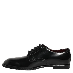 Black Calfskin Leather Derby Men Dress Shoes