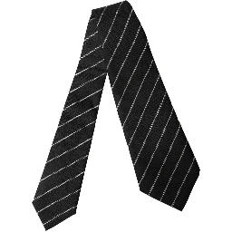 Black White Stripes Wool Adjustable Women Necktie Tie
