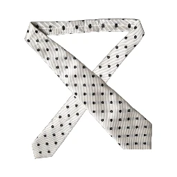 White Black Polka Dot Silk Adjustable Women Necktie Tie