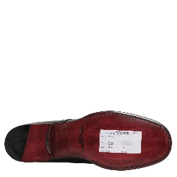 Black Calfskin Leather Derby Men Dress Shoes