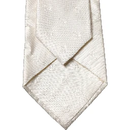 Off White Geometric Silk Adjustable Women Necktie Tie