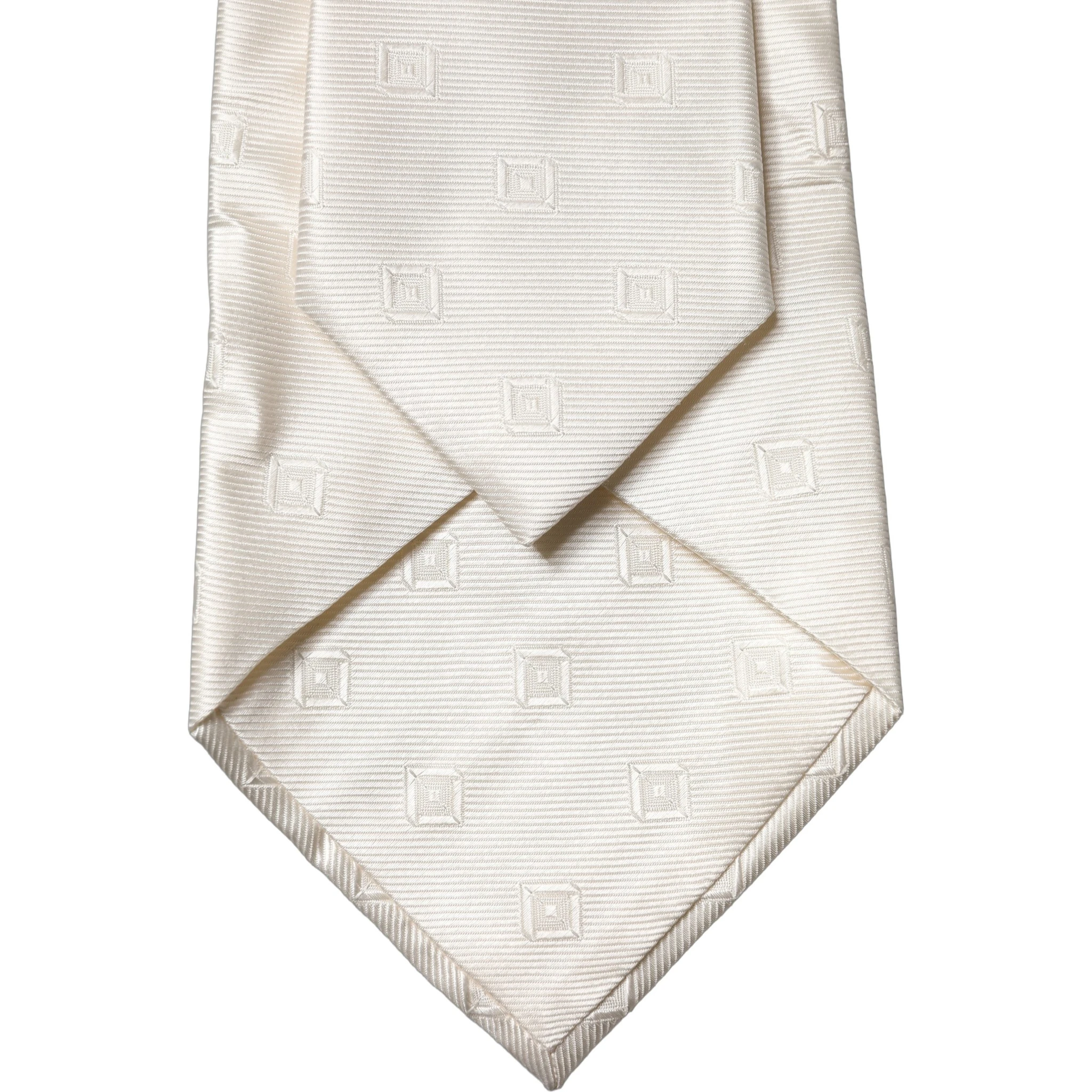 Off White Geometric Silk Adjustable Women Necktie Tie