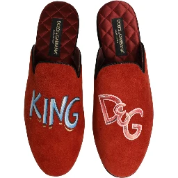 Red Suede DG King Men House Slipper Shoes
