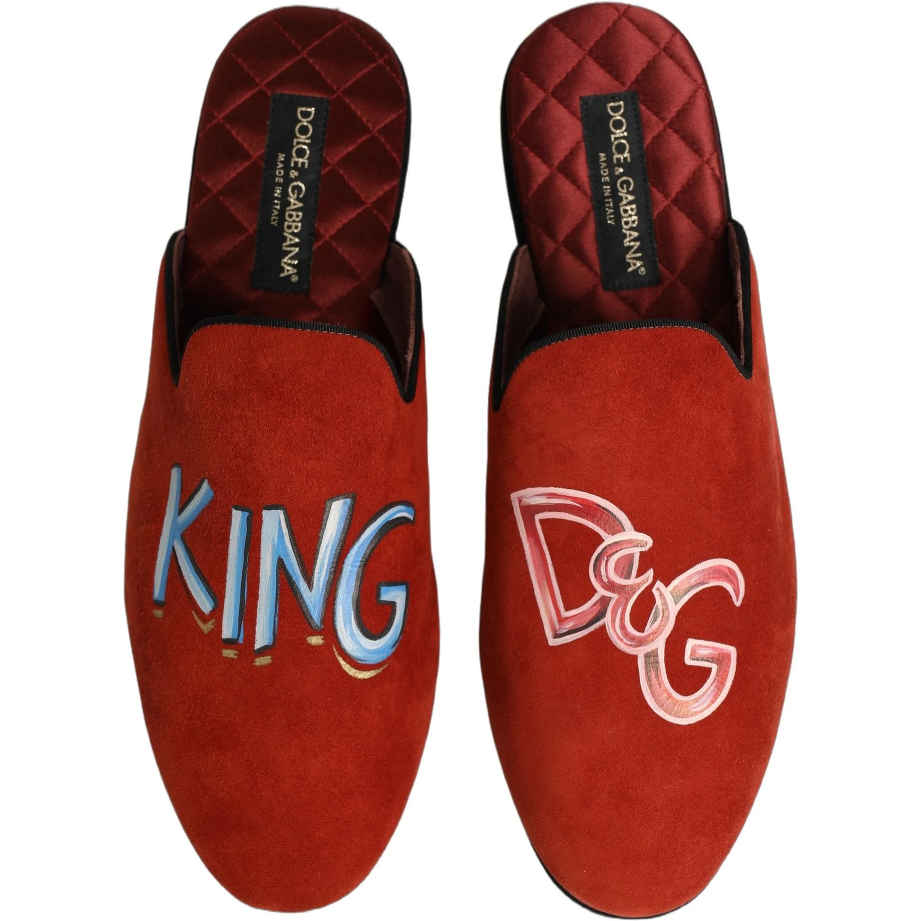 Red Suede DG King Men House Slipper Shoes