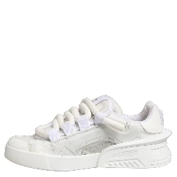 White Calfskin Leather Low Top Sneakers Shoes