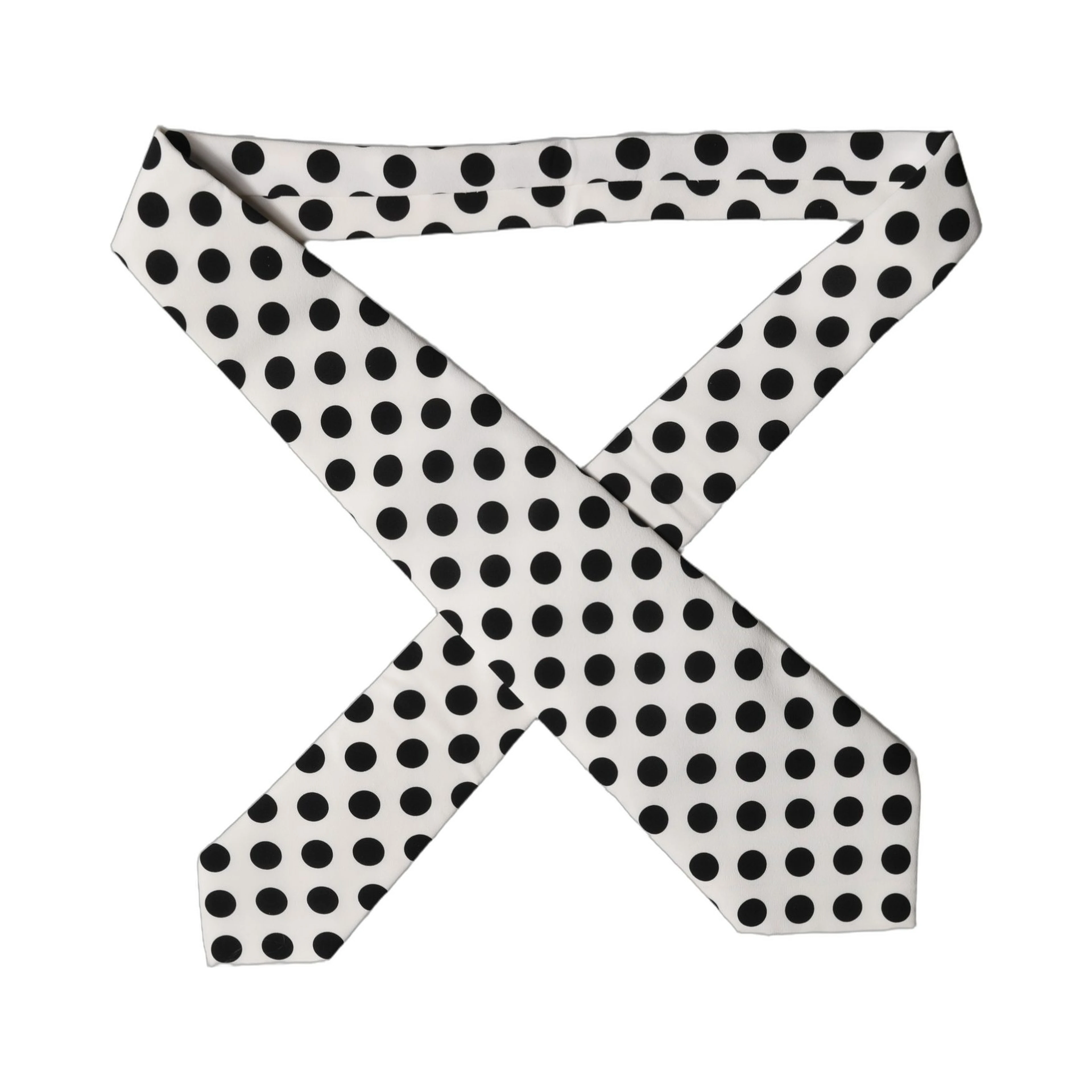 White Black Polka Dot Silk Adjustable Women Necktie Tie