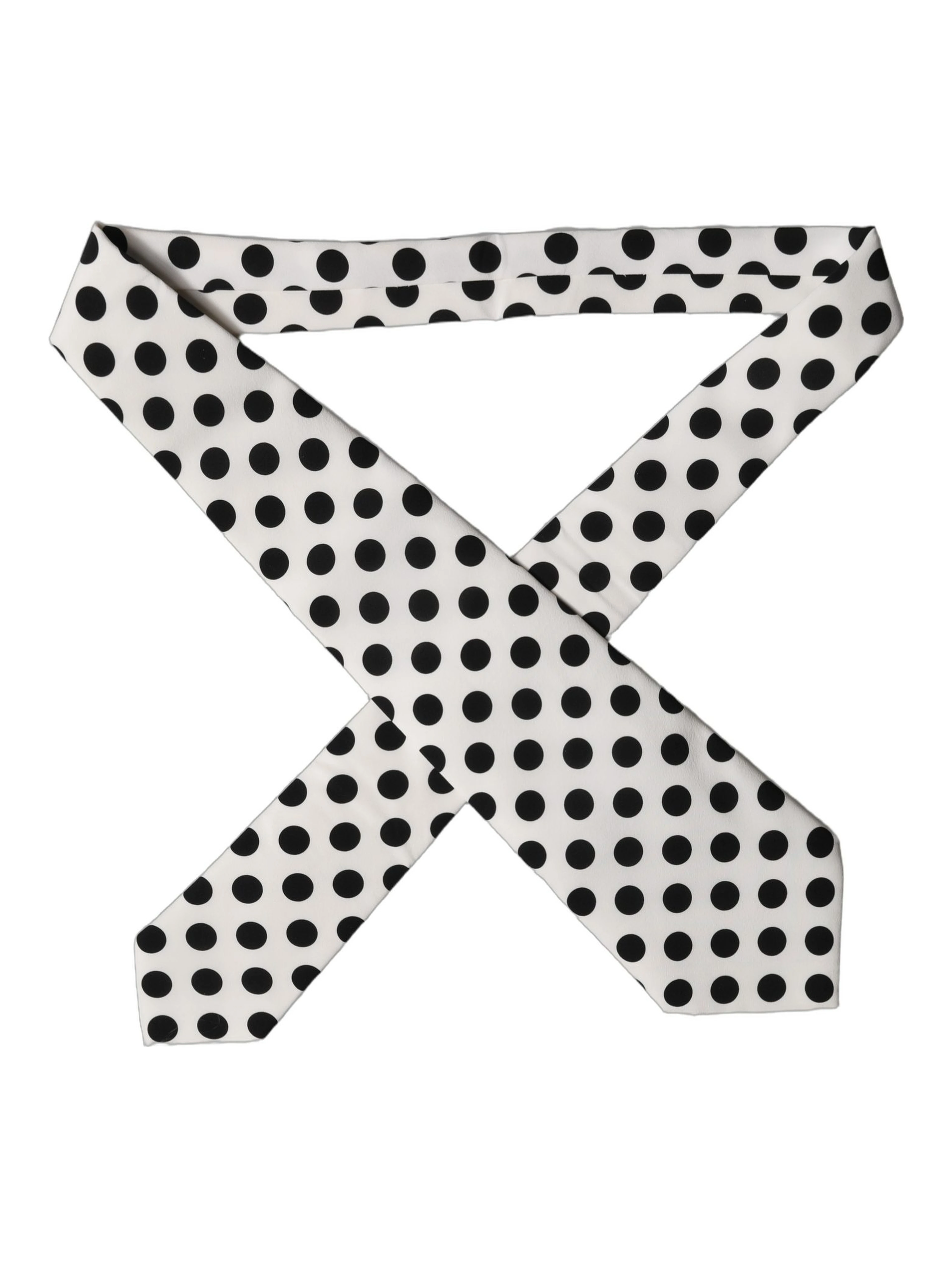 White Black Polka Dot Silk Adjustable Women Necktie Tie