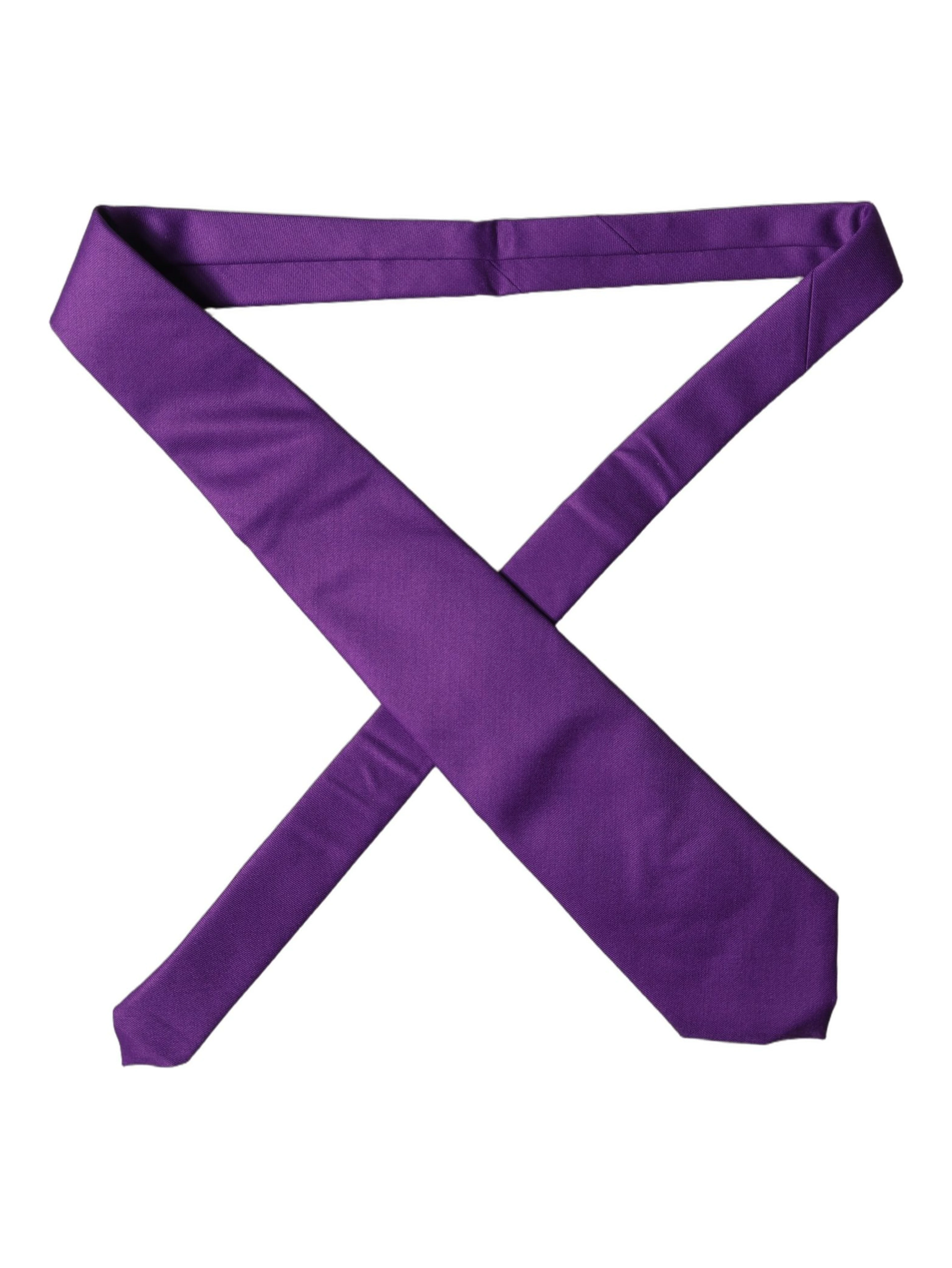 Purple Polyester Satin Adjustable Women Tied Necktie Tie