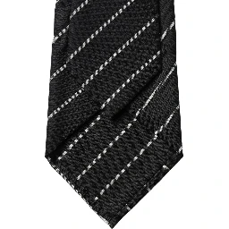 Black White Stripes Wool Adjustable Women Necktie Tie