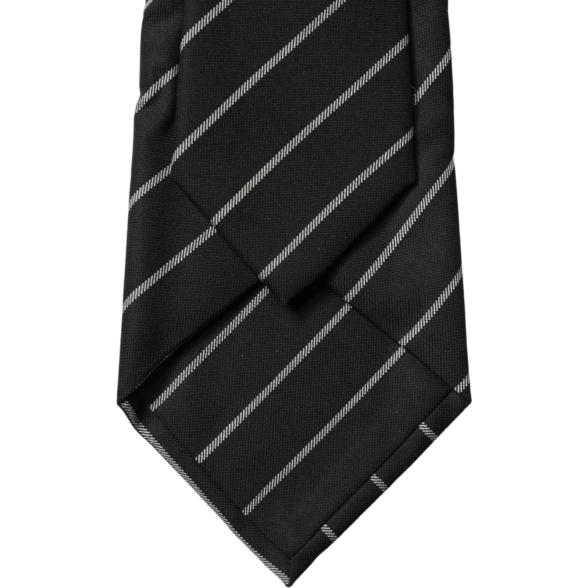 Black White Stripes Wool Adjustable Women Necktie Tie