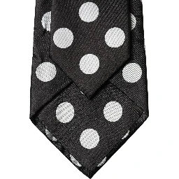 Black White Polka Dot Silk Adjustable Women Necktie Tie