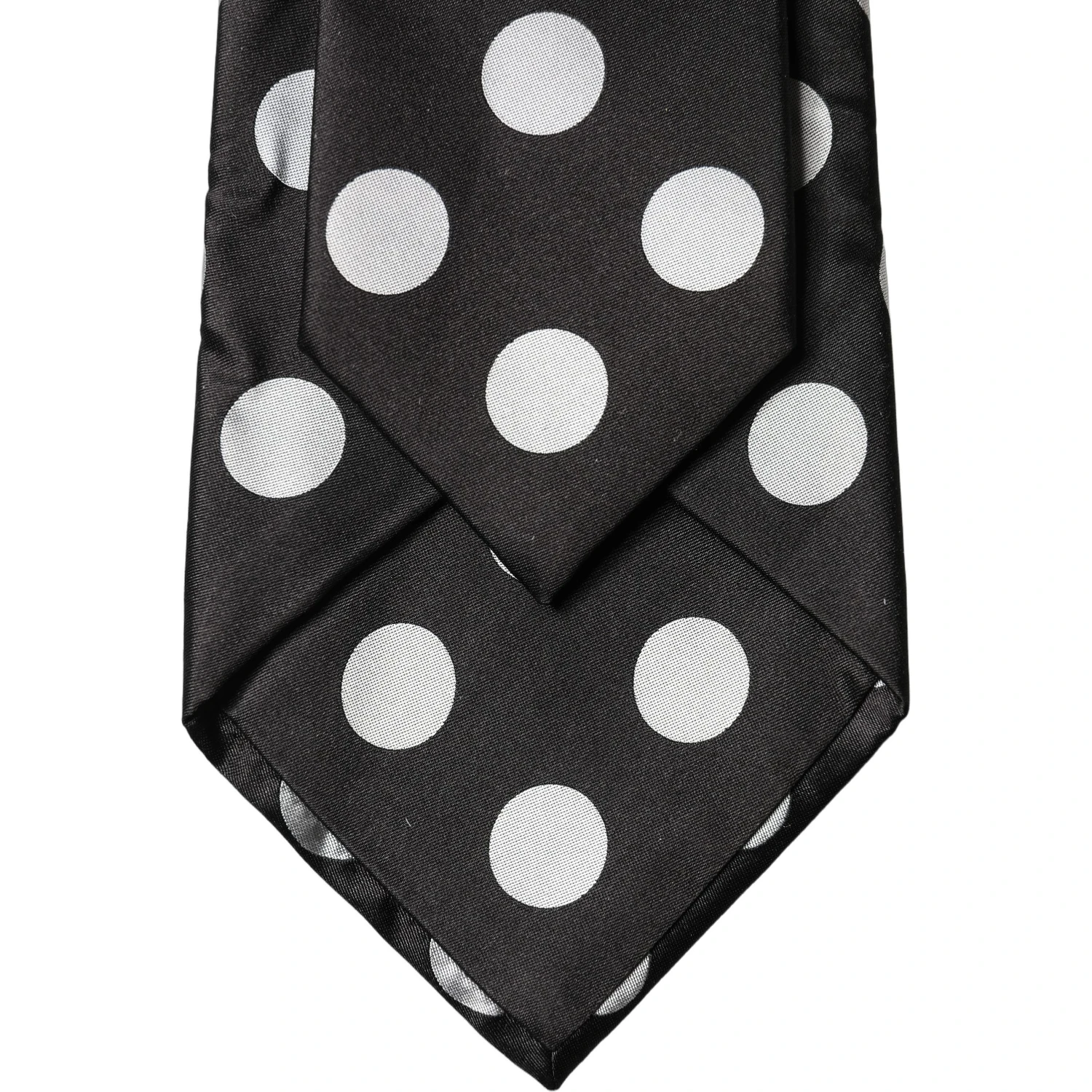 Black White Polka Dot Silk Adjustable Women Necktie Tie