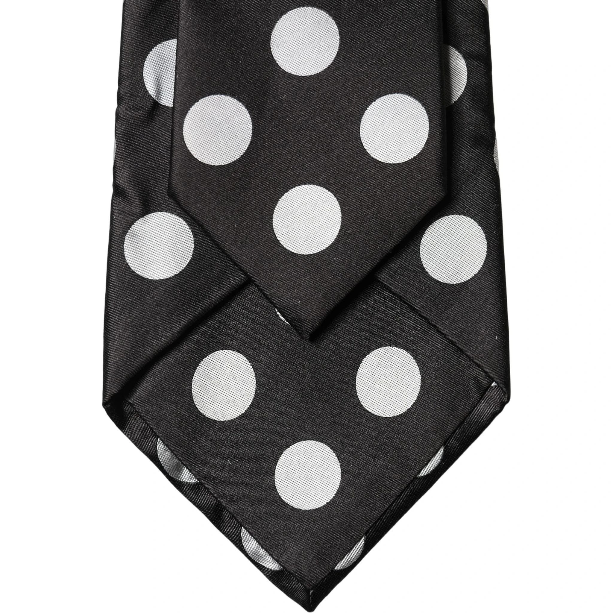 Black White Polka Dot Silk Adjustable Women Necktie Tie