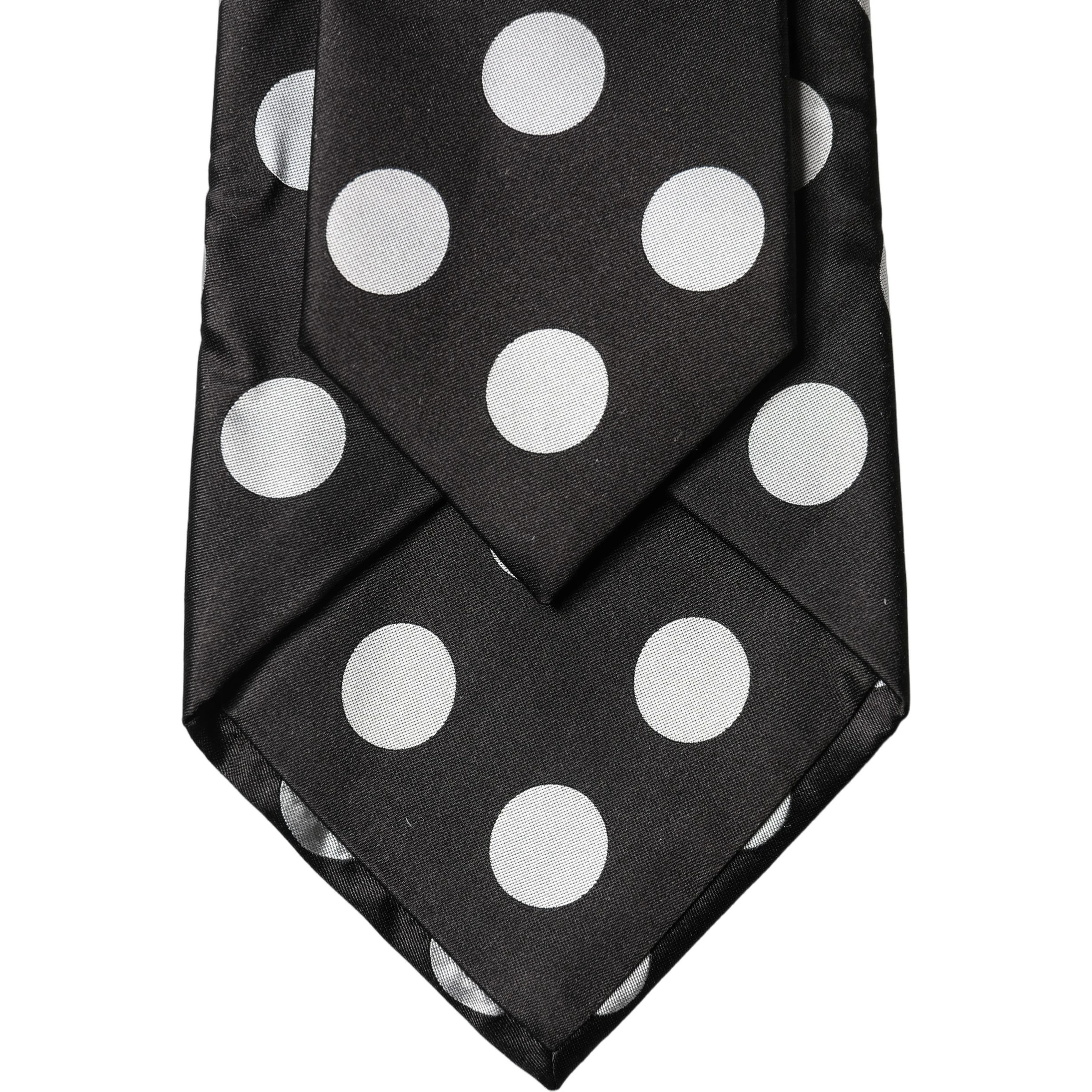 Black White Polka Dot Silk Adjustable Women Necktie Tie