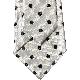 White Black Polka Dot Silk Adjustable Women Necktie Tie