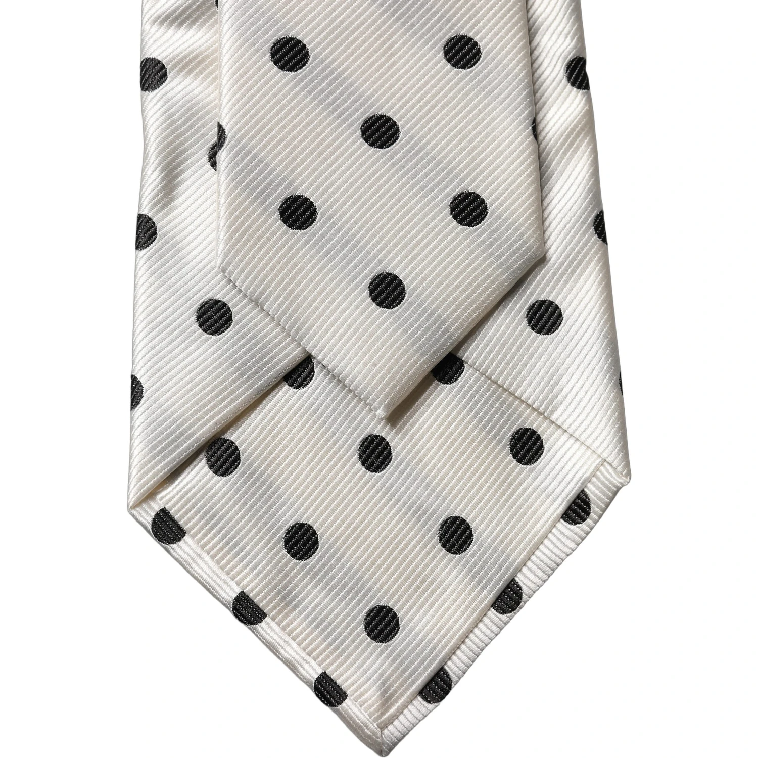White Black Polka Dot Silk Adjustable Women Necktie Tie