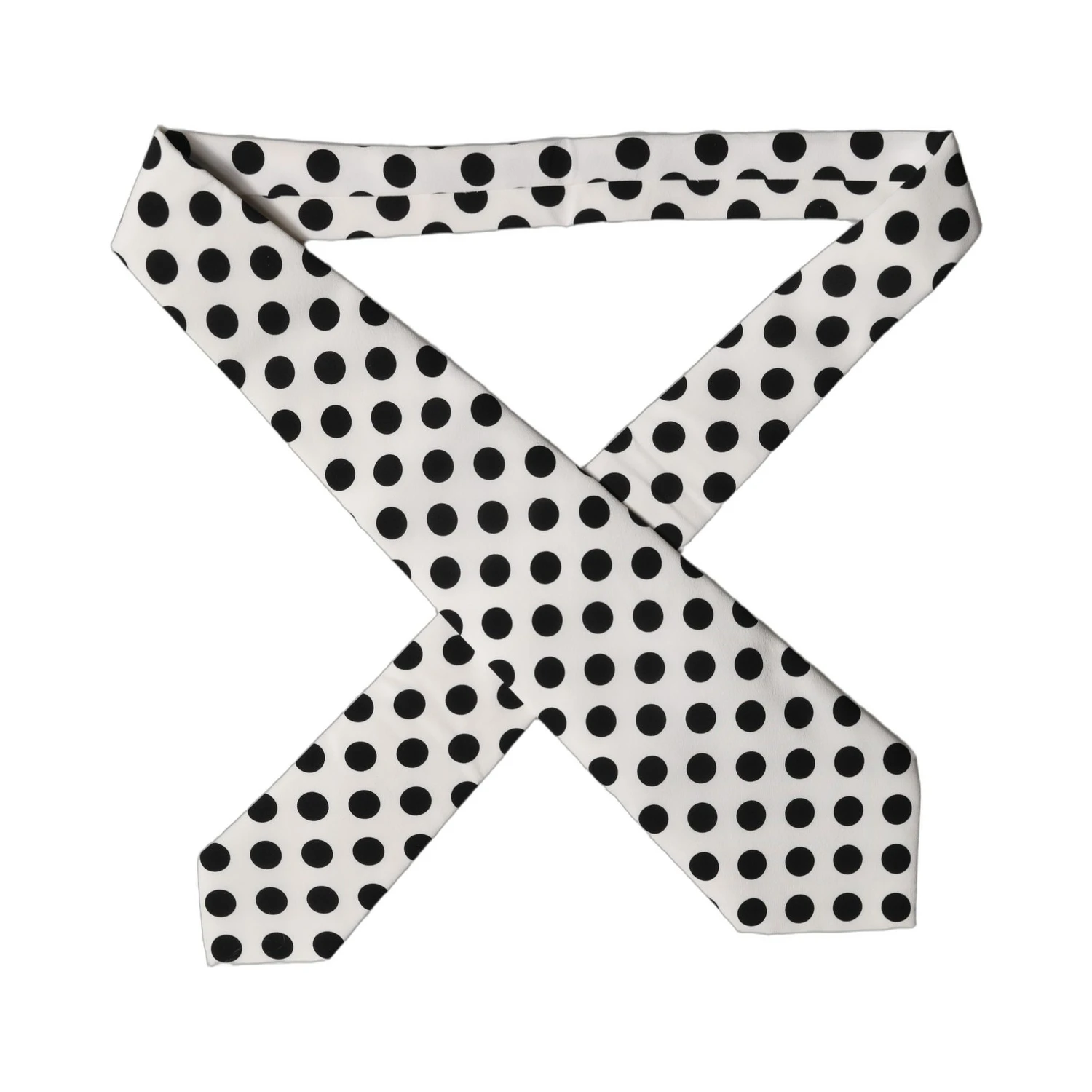White Black Polka Dot Silk Adjustable Women Necktie Tie