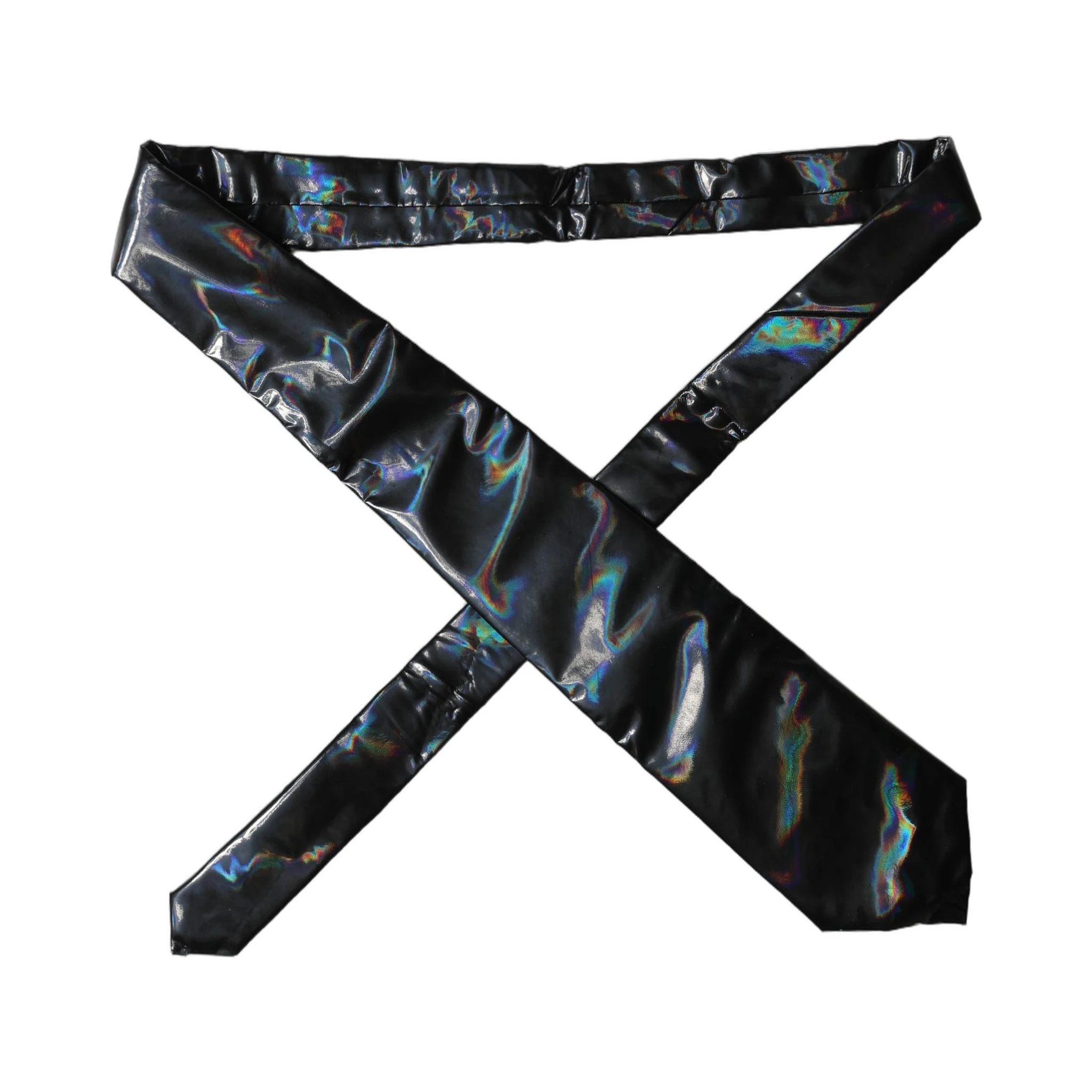 Black Iridescent Silk Adjustable Women Tied Necktie Tie