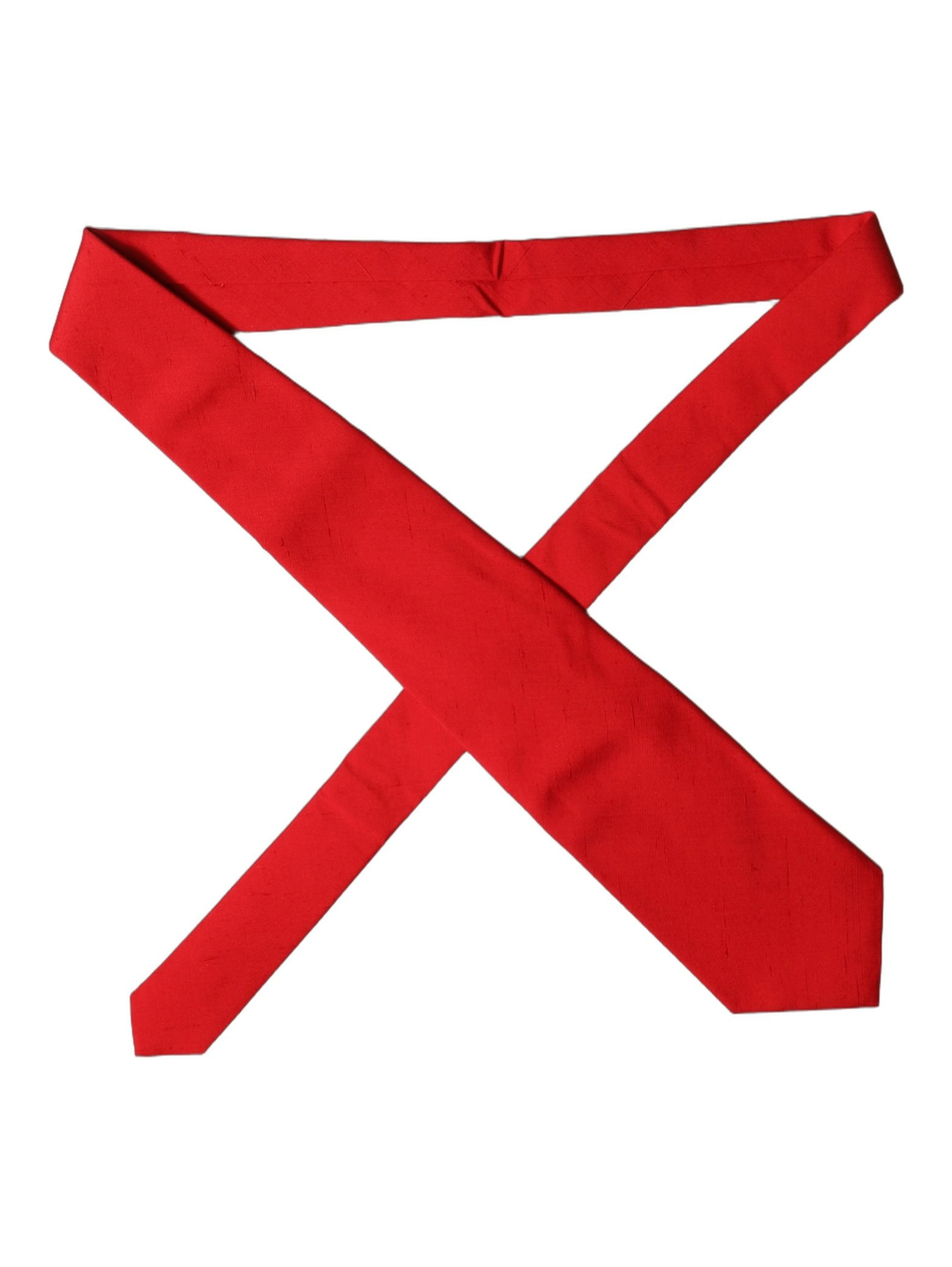 Red Solid Silk Cotton Adjustable Women Necktie Tie