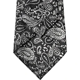 Black White Paisley Silk Adjustable Women Necktie Tie
