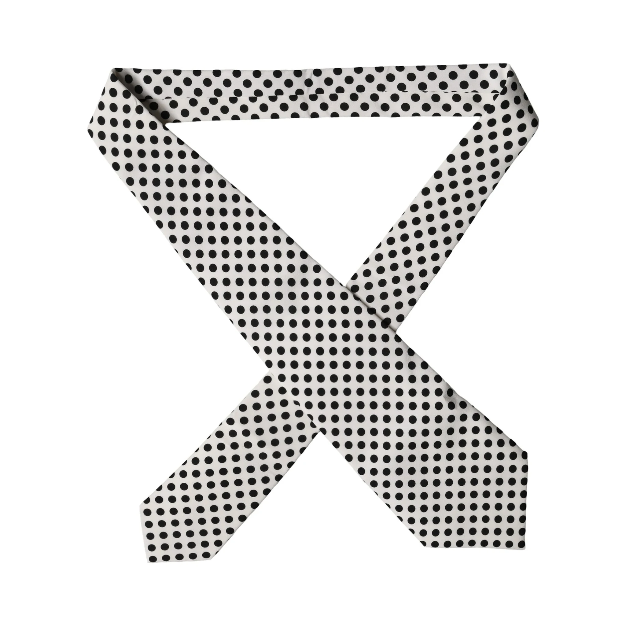White Black Polka Dot Silk Adjustable Women Necktie Tie