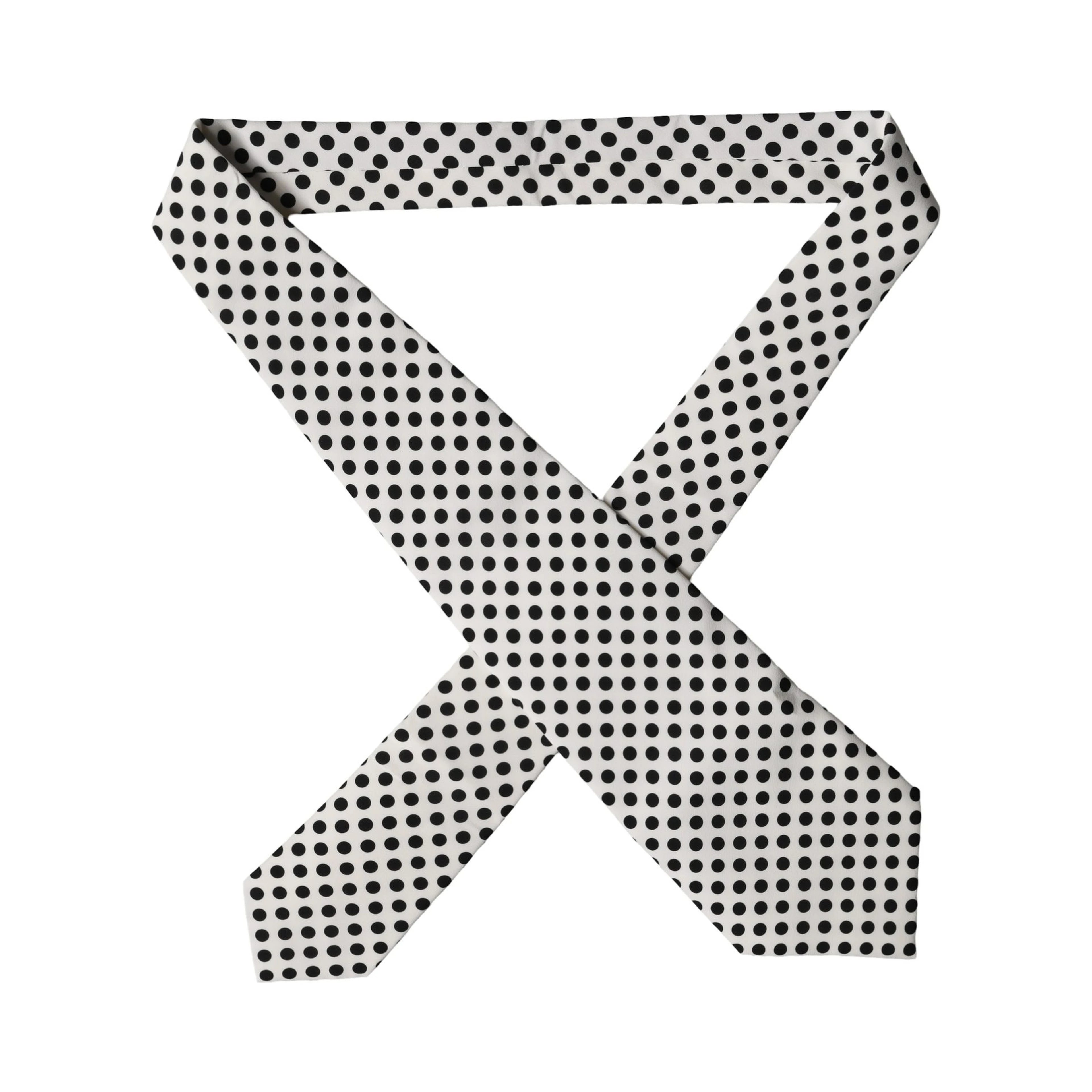 White Black Polka Dot Silk Adjustable Women Necktie Tie