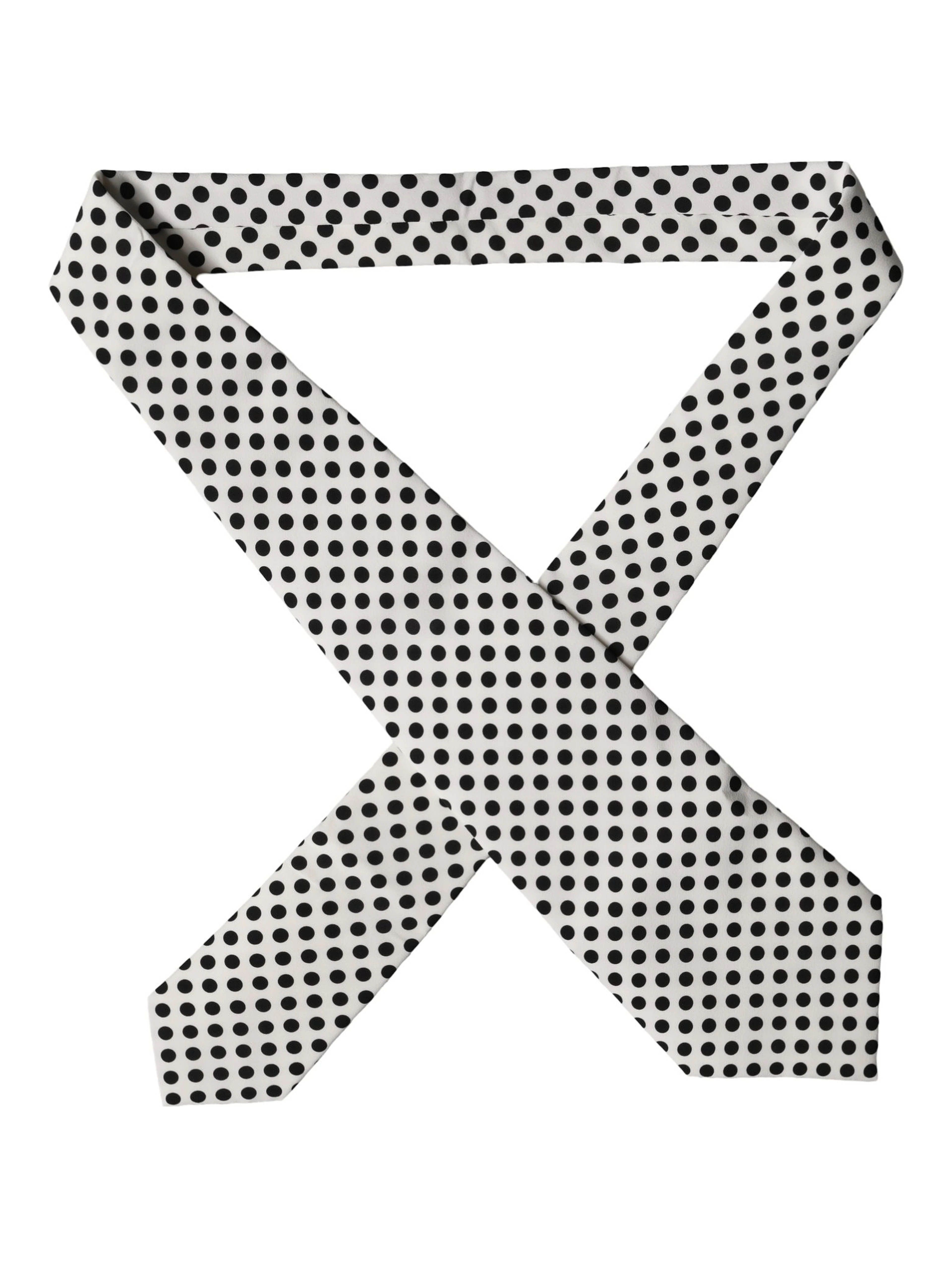 White Black Polka Dot Silk Adjustable Women Necktie Tie