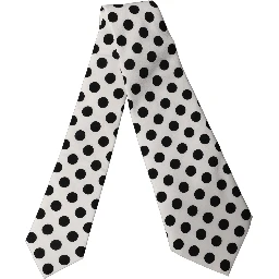 White Black Polka Dot Silk Adjustable Women Necktie Tie