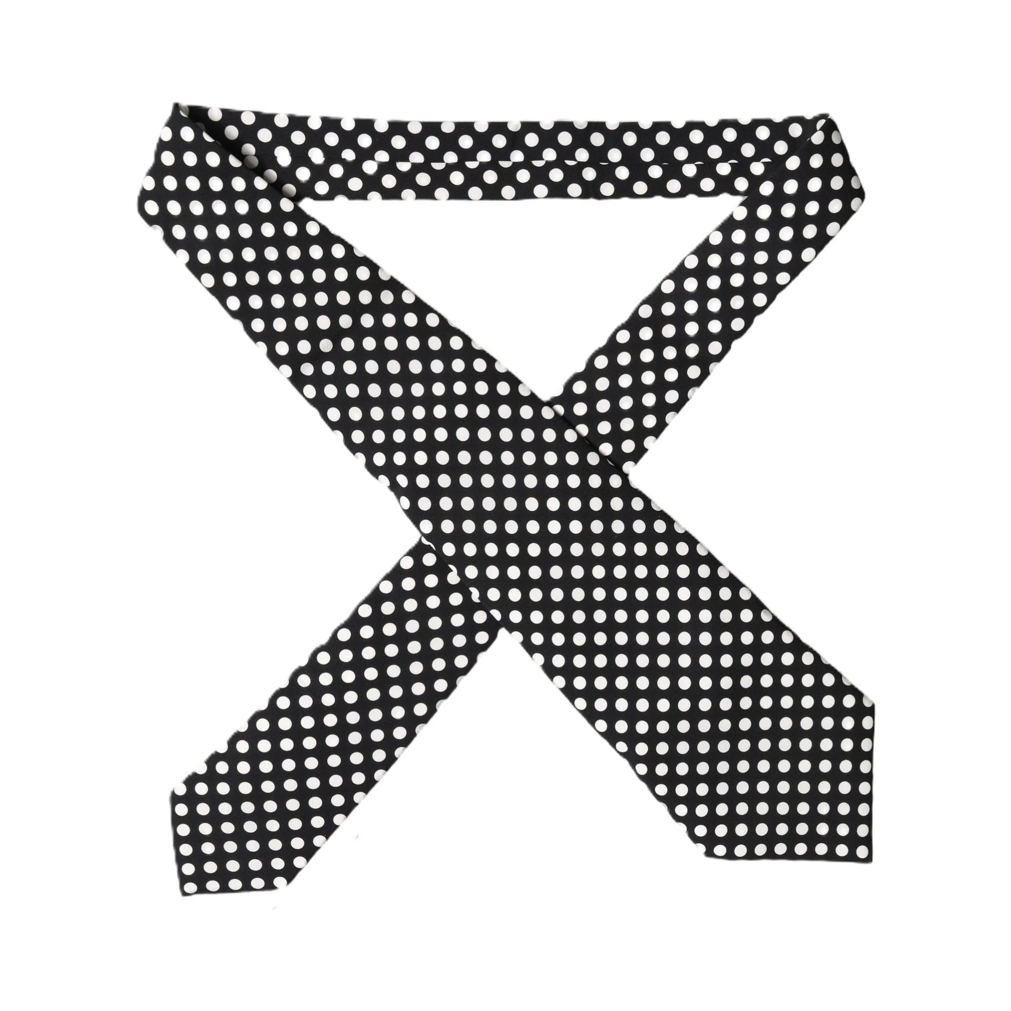 Black White Polka Dot Silk Adjustable Women Necktie Tie
