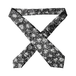 Black White Floral Silk Adjustable Women Necktie Tie