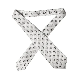 White Patterned Silk Adjustable Women Tied Necktie Tie