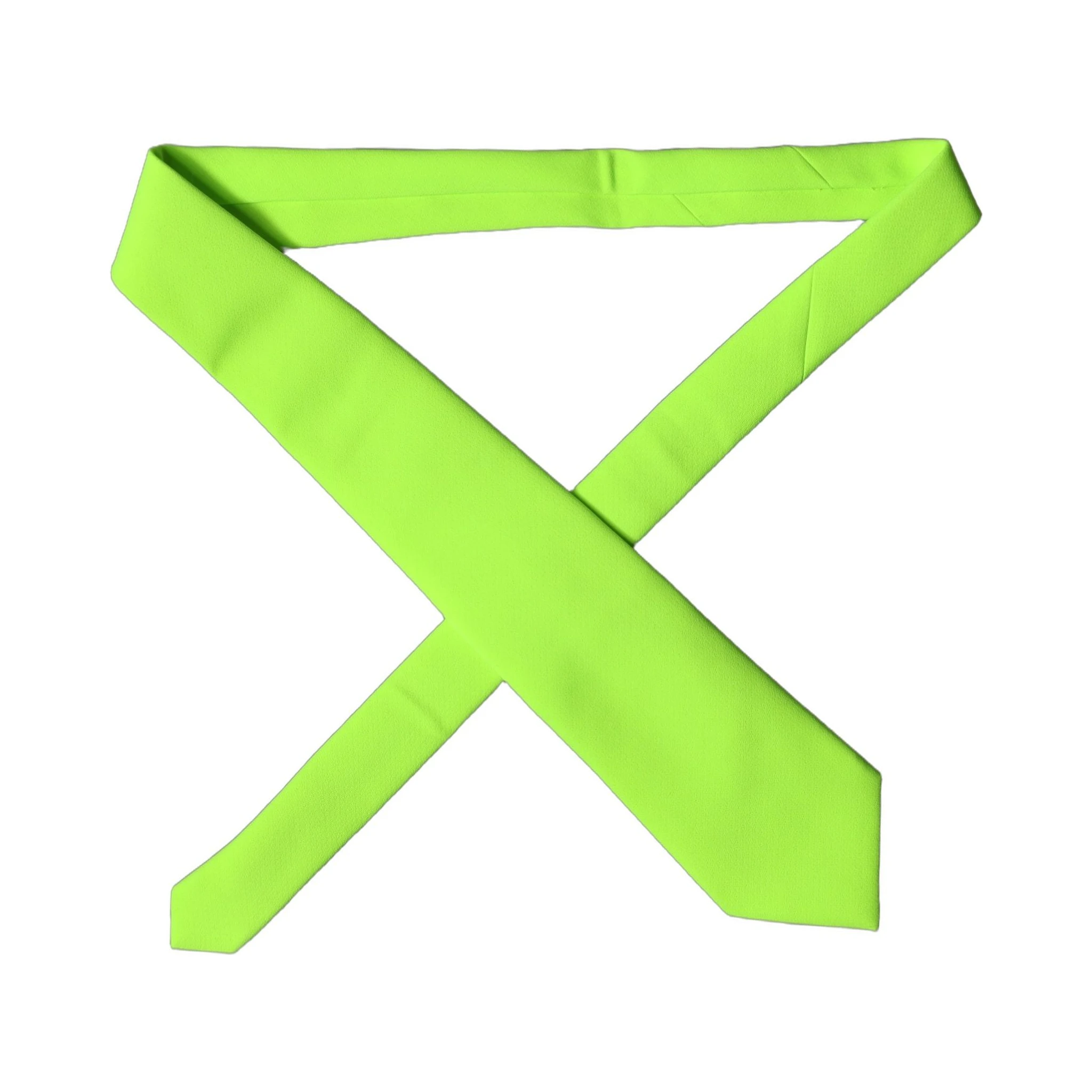 Neon Green Polyester Adjustable Women Tied Necktie Tie
